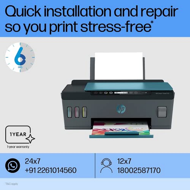 HP Smart Tank 516 All-in-One Multi-function WiFi Color Inkjet Printer Blue, Black