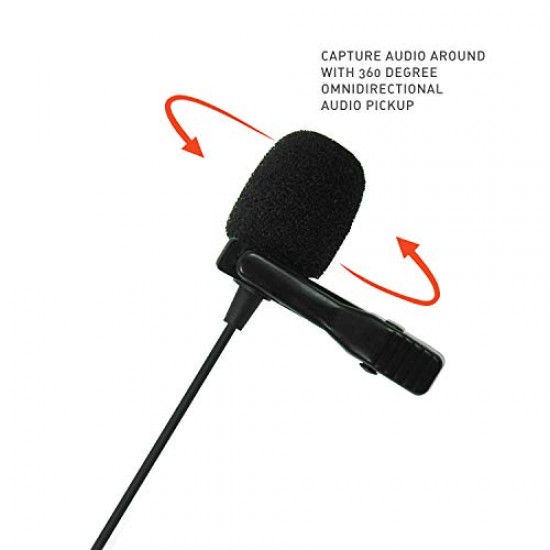 JBL Commercial CSLM20B Auxiliary Omnidirectional Lavalier Microphone With Battery For Content Creation, Voiceover/Dubbing, Recording (Black,Small)