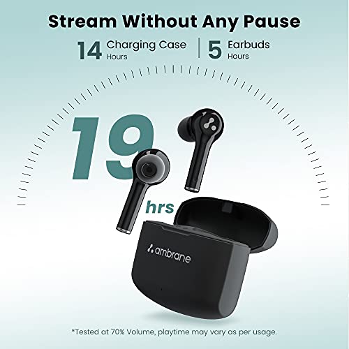 Ambrane NeoBuds 33 True Wireless in Ear Earbuds with Mic, 19 Hours Total Playtime, High Bass (Black) Ambrane NeoBuds 33 True Wireless in Ear Earbuds with Mic, 19 Hours Total Playtime, High Bass (Black)