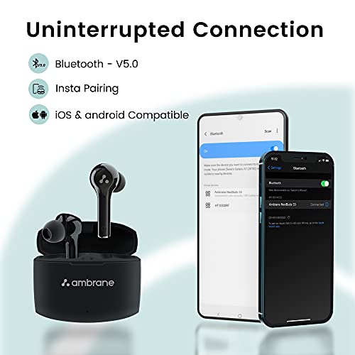 Ambrane NeoBuds 33 True Wireless in Ear Earbuds with Mic, 19 Hours Total Playtime, High Bass (Black) Ambrane NeoBuds 33 True Wireless in Ear Earbuds with Mic, 19 Hours Total Playtime, High Bass (Black)