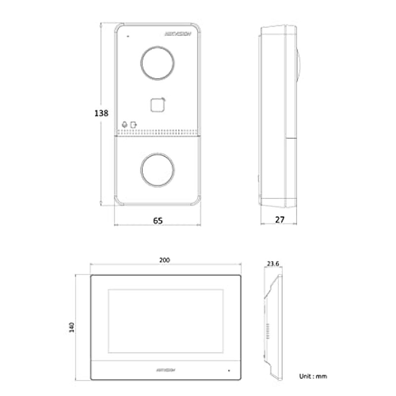 HIKVISION IP Based Wireless Video Door Phone-Bell 7-inch Colorful TFT Screen|Resolution 1080p