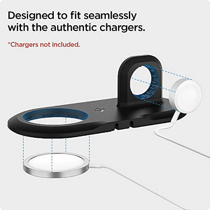 Spigen Mag Fit Duo 2 in 1 mobile stand Compatible with MagSafe Charger Stand for - Black