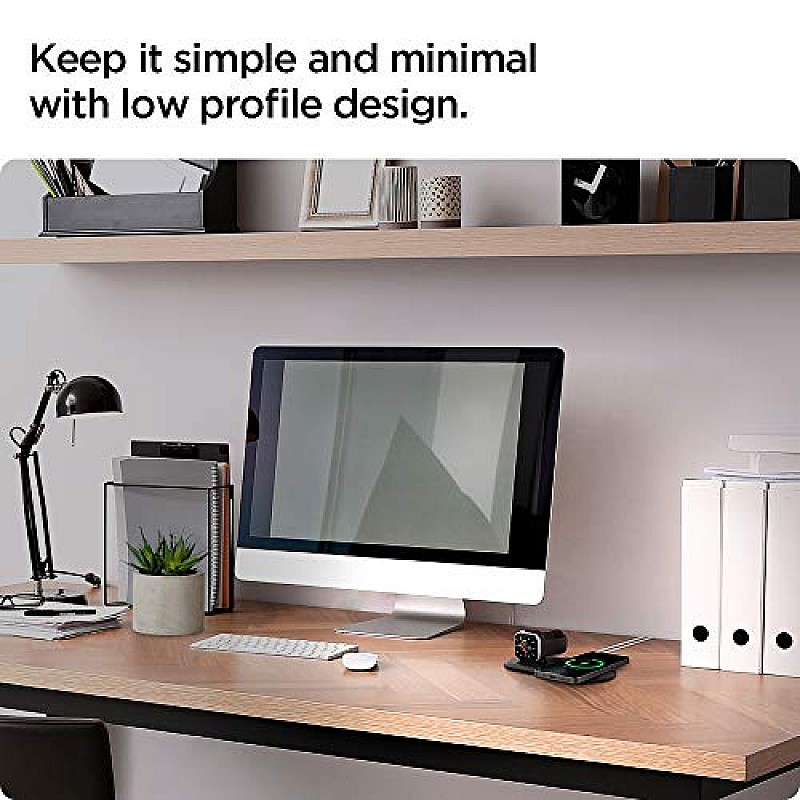 Spigen Mag Fit Duo 2 in 1 mobile stand Compatible with MagSafe Charger Stand for - Black