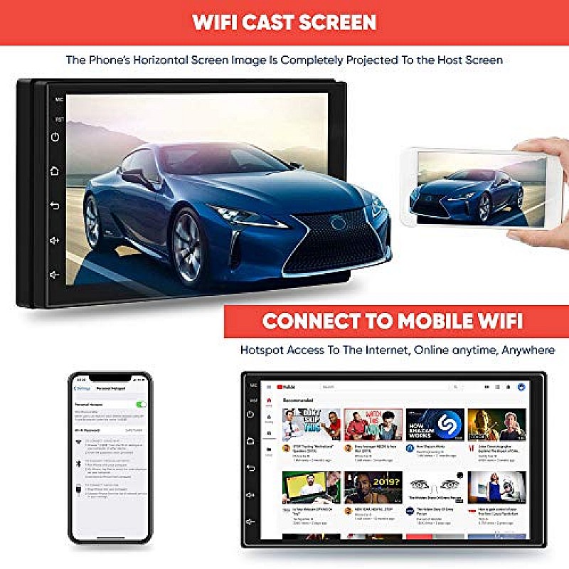 Godryft 7 Inch Full HD 1080P Touch Screen Ultra IPS Display  with 1GB RAM 16GB ROM Car Multimedia Player