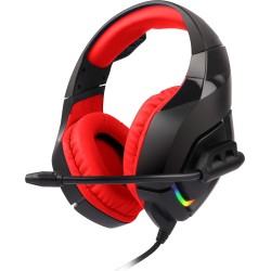 Zebronics ZEB-RUSH Premium Wired Gaming On Ear Headphone with RGB LED Red