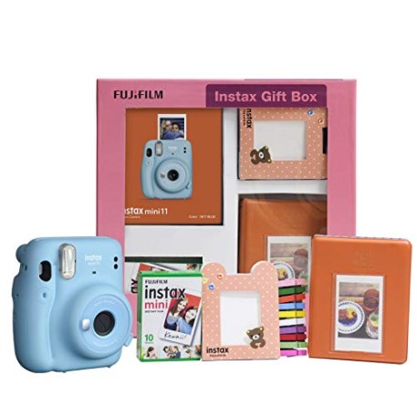 Fujifilm Instax Mini 11 Instant Camera (Sky Blue) Gift Box with 10 Shots- Fujifilm Instax Mini 11 Instant Camera (Sky Blue) Gift Box with 10 Shots-