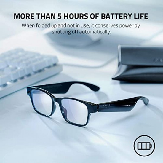 Razer Anzu Smart Glasses Blue Light Filtering Built-in Mic and Speakers Black RZ82-03630200-R3M1