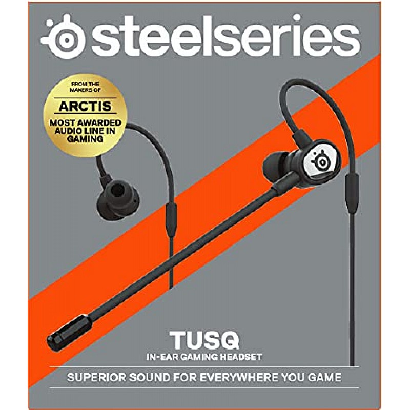 SteelSeries Tusq Wired in Ear Earphones with mic for Mobile Gaming, Detachable Boom (Black)