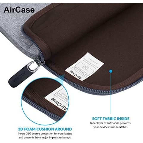 AirCase C74-15.6 Inch Protective Laptop Bag Sleeve Case Cover for Men and Women (Grey) AirCase C74-15.6 Inch Protective Laptop Bag Sleeve Case Cover for Men and Women (Grey)