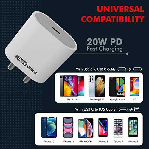 Portronics Adapto 20 Type C 20W Fast PD/Type C Adapter Charger with Fast Charging Portronics Adapto 20 Type C 20W Fast PD/Type C Adapter Charger with Fast Charging