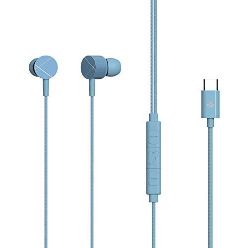ZEBRONICS Zeb Buds C2 in Ear Type C Wired Earphones with Mic, Braided 1.2 Metre Cable, Metallic Design, (Blue) ZEBRONICS Zeb Buds C2 in Ear Type C Wired Earphones with Mic, Braided 1.2 Metre Cable, Metallic Design, (Blue)