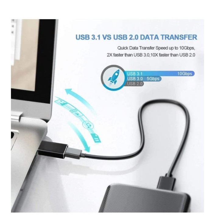 AIRTREE USB-C USB 3.1 Type C Female to USB 3.0 Male Adapter Connector (Silver)