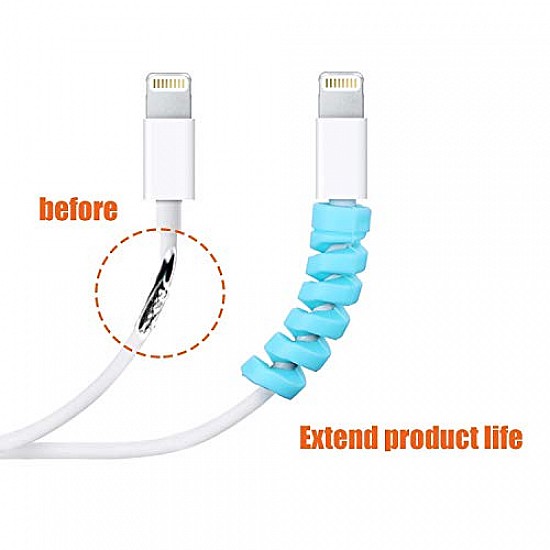 LAPSTER Spiral Charger Spiral Charger Cable Protectors for Wires Data Cable Saver Charging Cord Protective Cable Cover Set of 3 (12 Pieces)