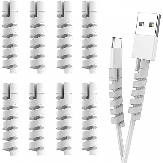 LAPSTER Spiral Charger Spiral Charger Cable Protectors for Wires Data Cable Saver Charging Cord Protective Cable Cover Set of 3 (12 Pieces)