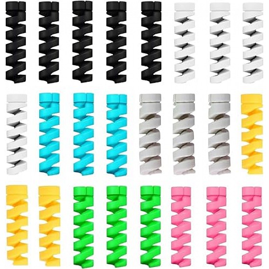 LAPSTER Spiral Charger Spiral Charger Cable Protectors for Wires Data Cable Saver Charging Cord Protective Cable Cover Set of 3 (12 Pieces)