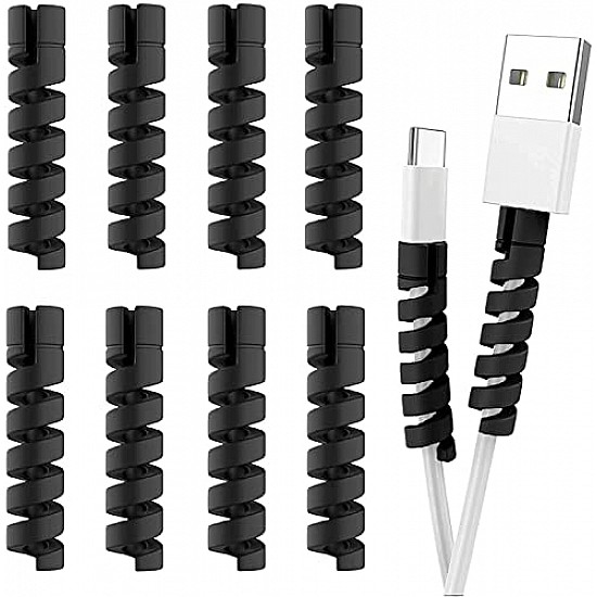 LAPSTER Spiral Charger Spiral Charger Cable Protectors for Wires Data Cable Saver Charging Cord Protective Cable Cover Set of 3 (12 Pieces)