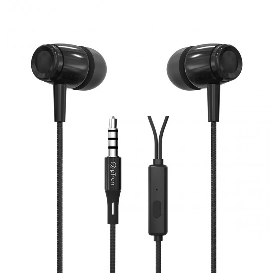 PTron Pride Indie in-Ear Wired Earphones with Mic, Stereo Sound (Black)