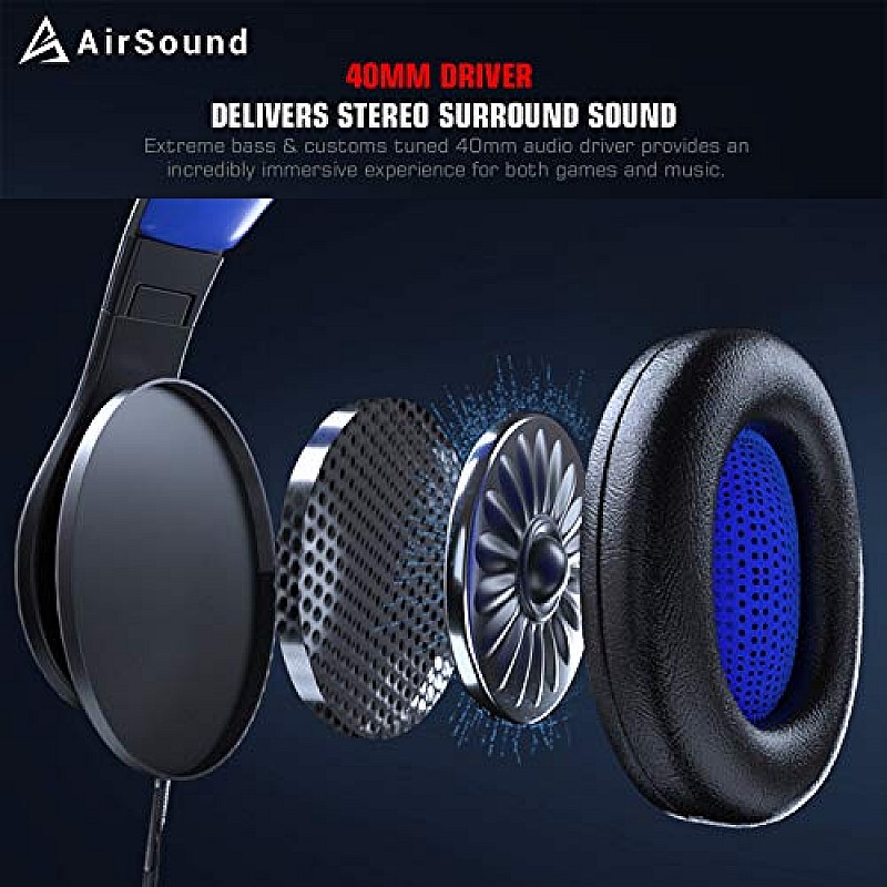 AirSound Alpha-4 Stereo Gaming for Noise Cancelling Wired Over-Ear Headphone (Black)