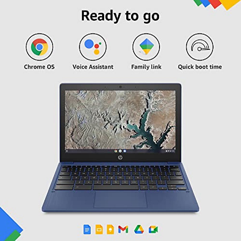 HP Chromebook 11a, MediaTek MT8183 Processor Thin and Light Touchscreen Laptop Indigo Blue