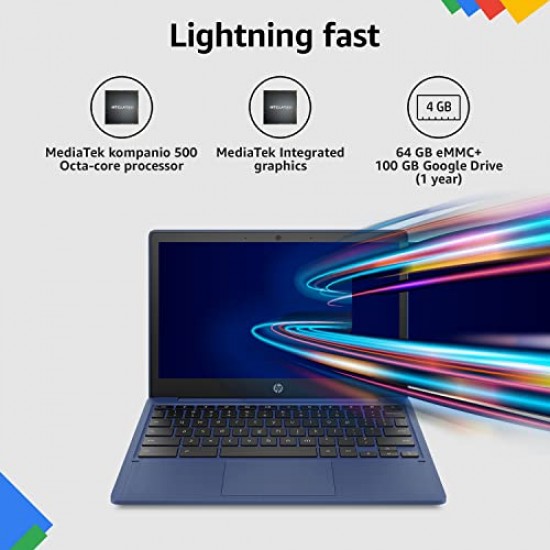 HP Chromebook 11a, MediaTek MT8183 Processor Thin and Light Touchscreen Laptop Indigo Blue
