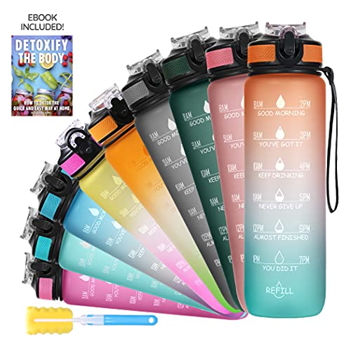 AIrtree Unbreakable Water Bottle with Motivational Time Marker, Water bottle for Gym Office| Mobile app with Drinking water reminder | Orange Teal AIrtree Unbreakable Water Bottle with Motivational Time Marker, Water bottle for Gym Office| Mobile app with Drinking water reminder | Orange Teal