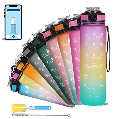 AIrtree Unbreakable Water Bottle with Motivational Time Marker, Water bottle for Gym Office| Mobile app with Drinking water reminder | Orange Teal AIrtree Unbreakable Water Bottle with Motivational Time Marker, Water bottle for Gym Office| Mobile app with Drinking water reminder | Orange Teal