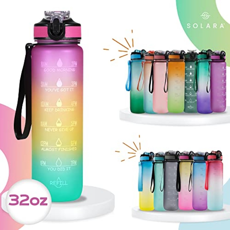 AIrtree Unbreakable Water Bottle with Motivational Time Marker, Water bottle for Gym Office| Mobile app with Drinking water reminder | Orange Teal