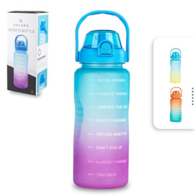 AIrtree Unbreakable Water Bottle with Motivational Time Marker, Water bottle for Gym Office| Mobile app with Drinking water reminder | Orange Teal