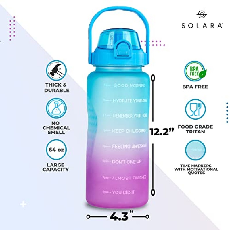 AIrtree Unbreakable Water Bottle with Motivational Time Marker, Water bottle for Gym Office| Mobile app with Drinking water reminder | Orange Teal