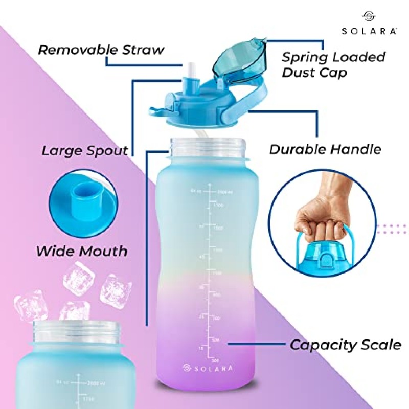 AIrtree Unbreakable Water Bottle with Motivational Time Marker, Water bottle for Gym Office| Mobile app with Drinking water reminder | Orange Teal