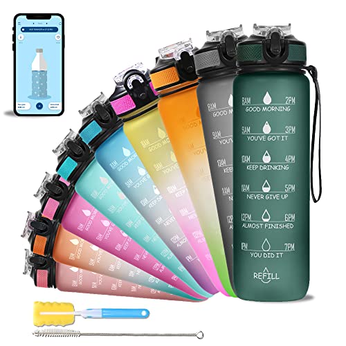 AIrtree Unbreakable Water Bottle with Motivational Time Marker, Water bottle for Gym Office| Mobile app with Drinking water reminder | Orange Teal AIrtree Unbreakable Water Bottle with Motivational Time Marker, Water bottle for Gym Office| Mobile app with Drinking water reminder | Orange Teal