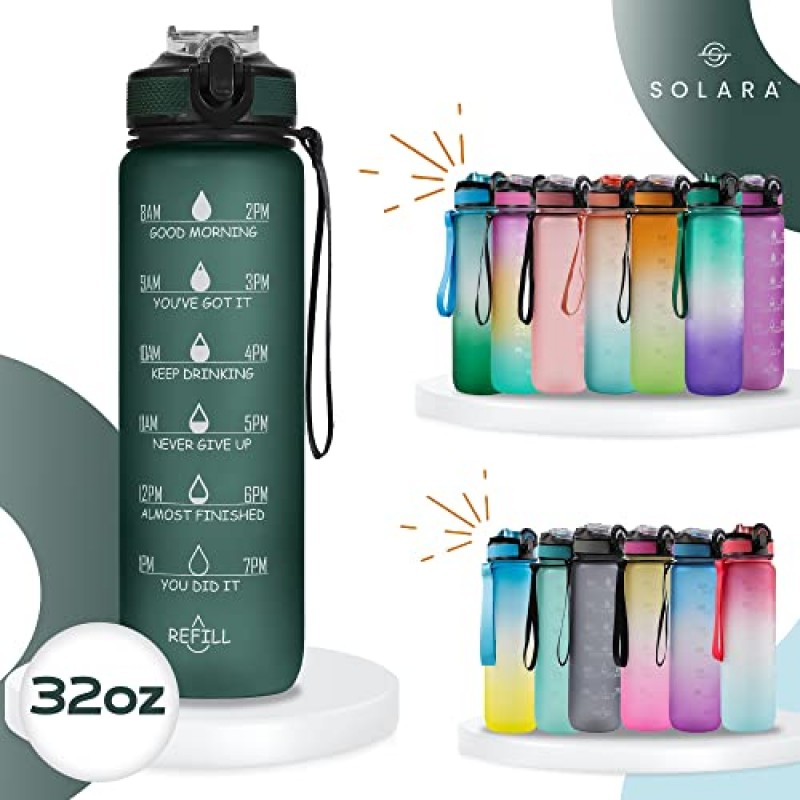 AIrtree Unbreakable Water Bottle with Motivational Time Marker, Water bottle for Gym Office| Mobile app with Drinking water reminder | Orange Teal