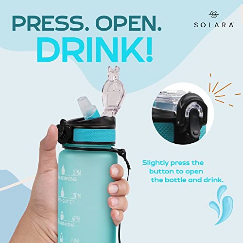 AIrtree Unbreakable Water Bottle with Motivational Time Marker, Water bottle for Gym Office| Mobile app with Drinking water reminder | Orange Teal