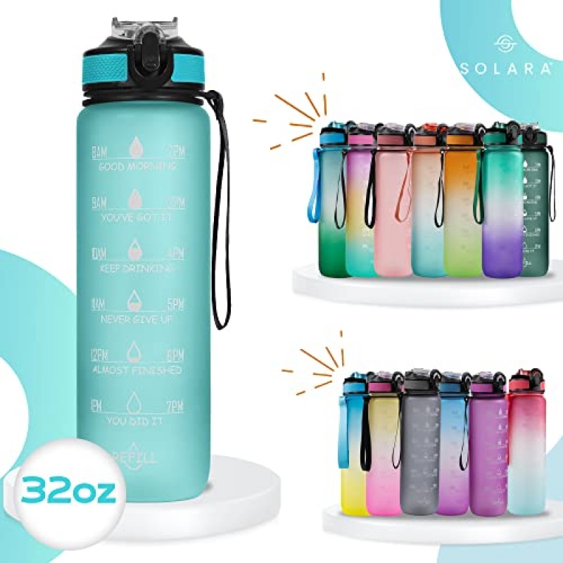 AIrtree Unbreakable Water Bottle with Motivational Time Marker, Water bottle for Gym Office| Mobile app with Drinking water reminder | Orange Teal