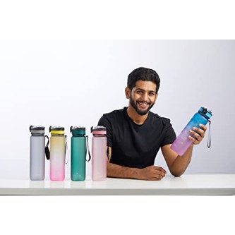 AIrtree Unbreakable Water Bottle with Motivational Time Marker, Water bottle for Gym Office| Mobile app with Drinking water reminder | Orange Teal AIrtree Unbreakable Water Bottle with Motivational Time Marker, Water bottle for Gym Office| Mobile app with Drinking water reminder | Orange Teal
