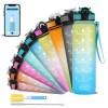 AIrtree Unbreakable Water Bottle with Motivational Time Marker, Water bottle for Gym Office| Mobile app with Drinking water reminder | Orange Teal