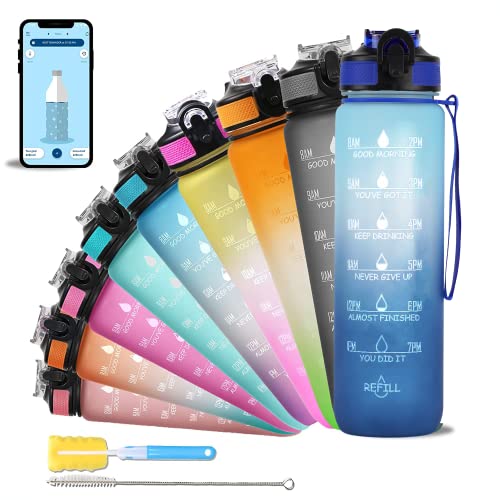 AIrtree Unbreakable Water Bottle with Motivational Time Marker, Water bottle for Gym Office| Mobile app with Drinking water reminder | Orange Teal AIrtree Unbreakable Water Bottle with Motivational Time Marker, Water bottle for Gym Office| Mobile app with Drinking water reminder | Orange Teal