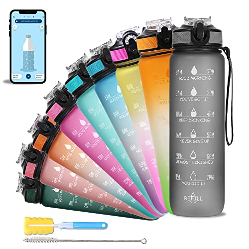 AIrtree Unbreakable Water Bottle with Motivational Time Marker, Water bottle for Gym Office| Mobile app with Drinking water reminder | Orange Teal AIrtree Unbreakable Water Bottle with Motivational Time Marker, Water bottle for Gym Office| Mobile app with Drinking water reminder | Orange Teal