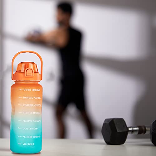 AIrtree Unbreakable Water Bottle with Motivational Time Marker, Water bottle for Gym Office| Mobile app with Drinking water reminder | Orange Teal AIrtree Unbreakable Water Bottle with Motivational Time Marker, Water bottle for Gym Office| Mobile app with Drinking water reminder | Orange Teal