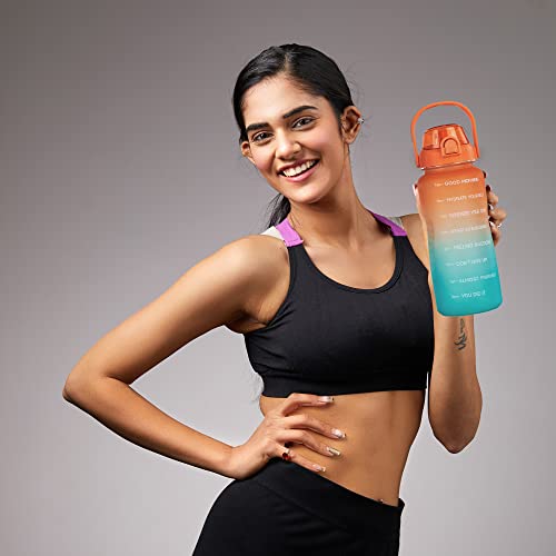 AIrtree Unbreakable Water Bottle with Motivational Time Marker, Water bottle for Gym Office| Mobile app with Drinking water reminder | Orange Teal AIrtree Unbreakable Water Bottle with Motivational Time Marker, Water bottle for Gym Office| Mobile app with Drinking water reminder | Orange Teal