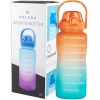 AIrtree Unbreakable Water Bottle with Motivational Time Marker, Water bottle for Gym Office| Mobile app with Drinking water reminder | Orange Teal