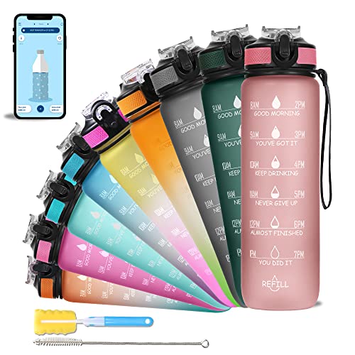 AIrtree Unbreakable Water Bottle with Motivational Time Marker, Water bottle for Gym Office| Mobile app with Drinking water reminder | Orange Teal AIrtree Unbreakable Water Bottle with Motivational Time Marker, Water bottle for Gym Office| Mobile app with Drinking water reminder | Orange Teal