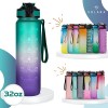 AIrtree Unbreakable Water Bottle with Motivational Time Marker, Water bottle for Gym Office| Mobile app with Drinking water reminder | Orange Teal