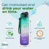 AIrtree Unbreakable Water Bottle with Motivational Time Marker, Water bottle for Gym Office| Mobile app with Drinking water reminder | Orange Teal