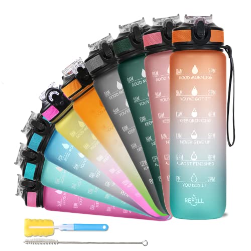 AIrtree Unbreakable Water Bottle with Motivational Time Marker, Water bottle for Gym Office| Mobile app with Drinking water reminder | Orange Teal AIrtree Unbreakable Water Bottle with Motivational Time Marker, Water bottle for Gym Office| Mobile app with Drinking water reminder | Orange Teal