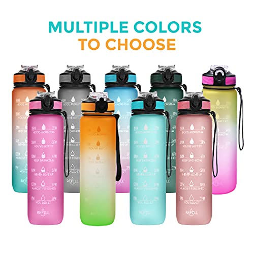 AIrtree Unbreakable Water Bottle with Motivational Time Marker, Water bottle for Gym Office| Mobile app with Drinking water reminder | Orange Teal AIrtree Unbreakable Water Bottle with Motivational Time Marker, Water bottle for Gym Office| Mobile app with Drinking water reminder | Orange Teal