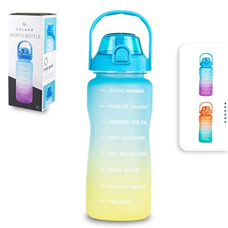 AIrtree Unbreakable Water Bottle with Motivational Time Marker, Water bottle for Gym Office| Mobile app with Drinking water reminder | Orange Teal