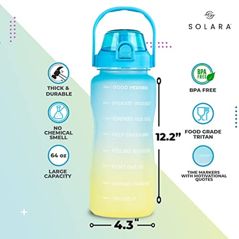 AIrtree Unbreakable Water Bottle with Motivational Time Marker, Water bottle for Gym Office| Mobile app with Drinking water reminder | Orange Teal