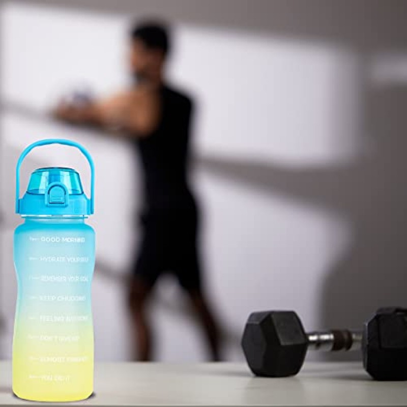 AIrtree Unbreakable Water Bottle with Motivational Time Marker, Water bottle for Gym Office| Mobile app with Drinking water reminder | Orange Teal