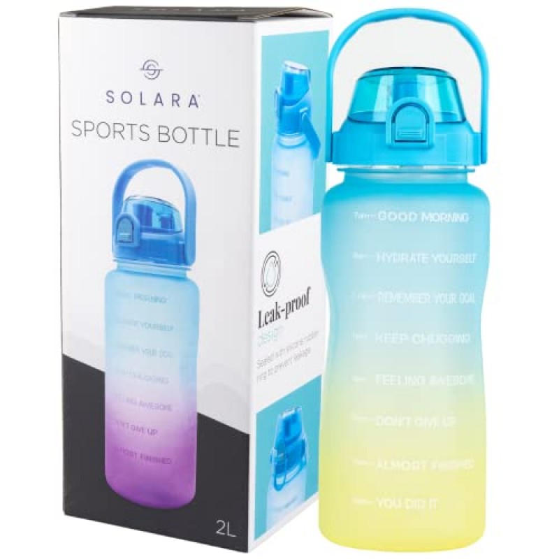 AIrtree Unbreakable Water Bottle with Motivational Time Marker, Water bottle for Gym Office| Mobile app with Drinking water reminder | Orange Teal